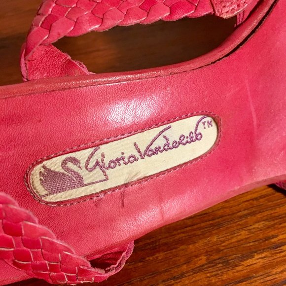 GLORIA VANDERBILT Pink Ankle Strap Sandals 80s 9M - Picture 2 of 11